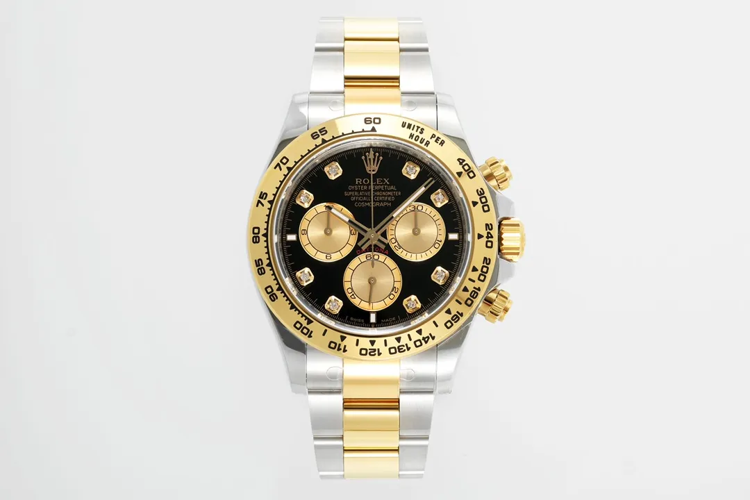 BT Factory Rolex Daytona Watch - Two-Tone Stainless Steel and Gold, Black Dial, Chronograph Style by VSF Watches Brand