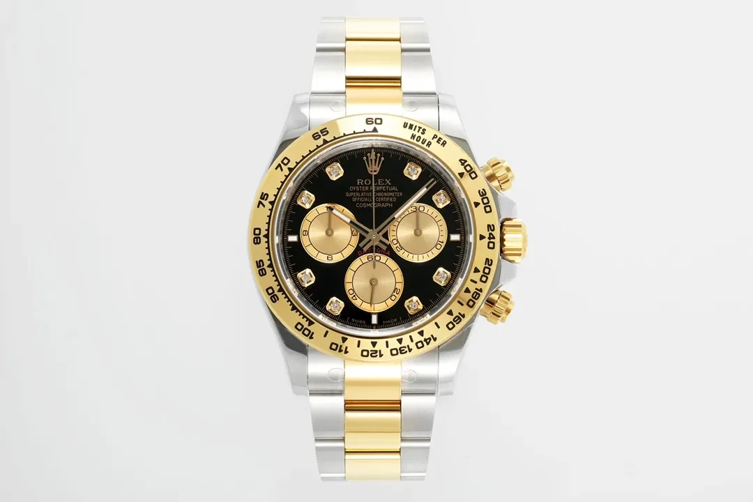 BT Factory Rolex Daytona Watch - Two-Tone Stainless Steel and Gold, Black Dial, Chronograph Style by VSF Watches Brand