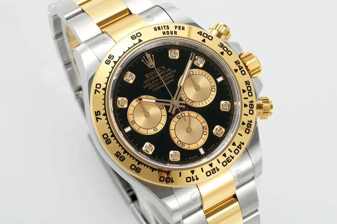 BT Factory Rolex Daytona Watch - Two-Tone Stainless Steel and Gold, Black Dial, Chronograph Style by VSF Watches Brand