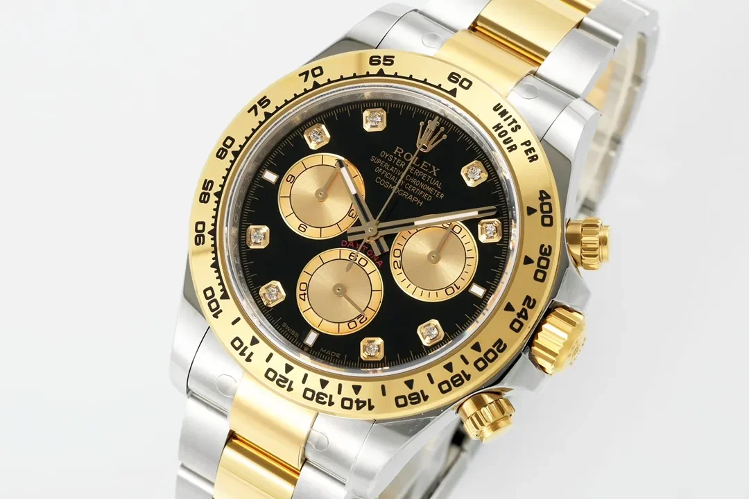 BT Factory Rolex Daytona Watch - Two-Tone Stainless Steel and Gold, Black Dial, Chronograph Style by VSF Watches Brand