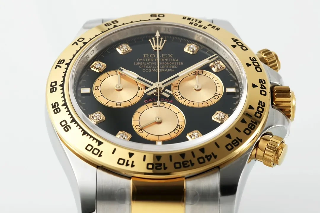 BT Factory Rolex Daytona Watch - Two-Tone Stainless Steel and Gold, Black Dial, Chronograph Style by VSF Watches Brand
