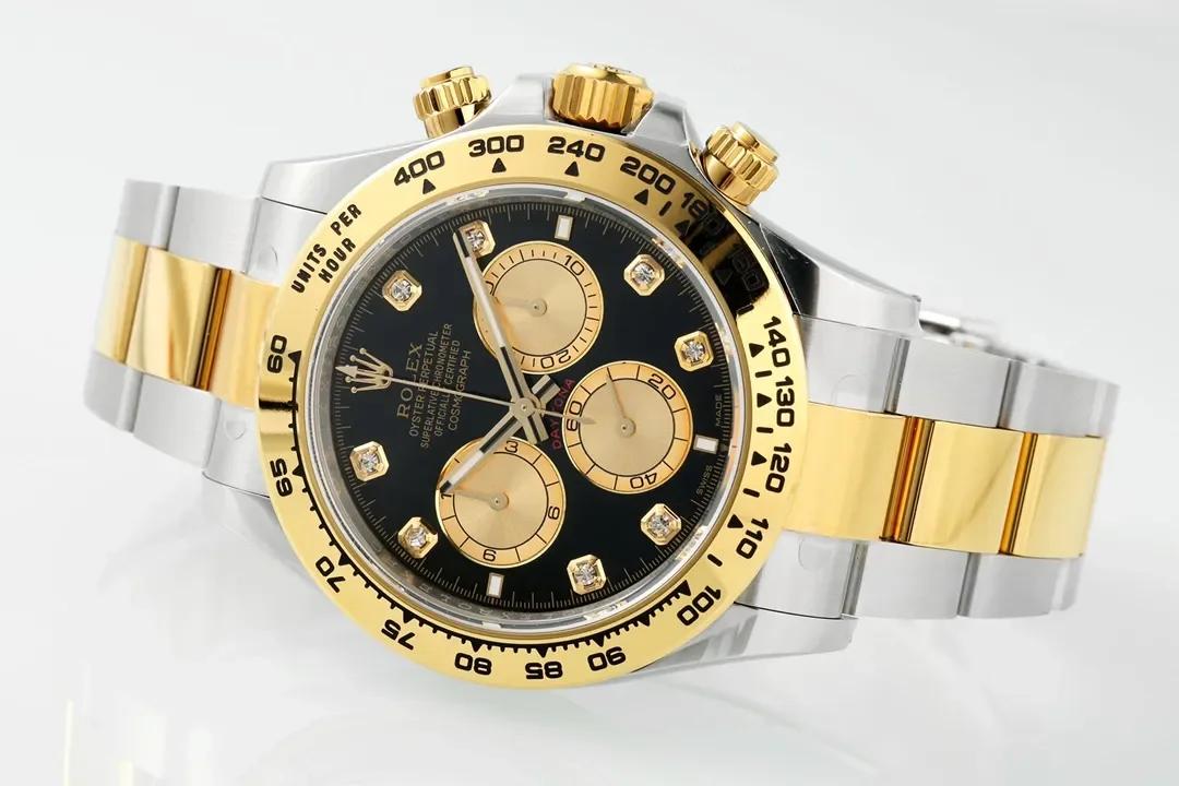 BT Factory Rolex Daytona Watch - Two-Tone Stainless Steel and Gold, Black Dial, Chronograph Style by VSF Watches Brand