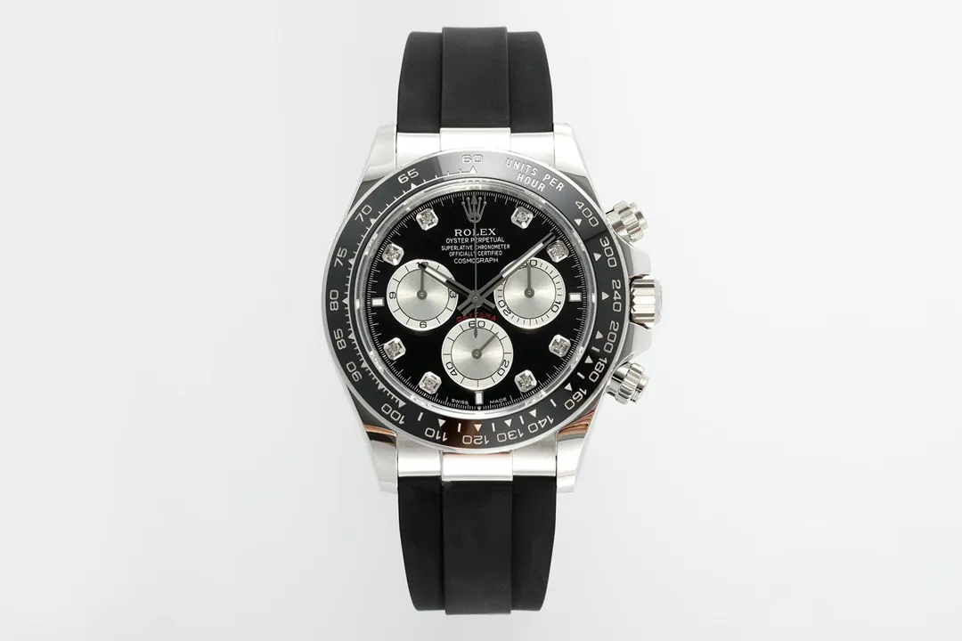 AR Factory Rolex Daytona - Black Dial, Stainless Steel Case, Rubber Strap VSF Watches Chronograph