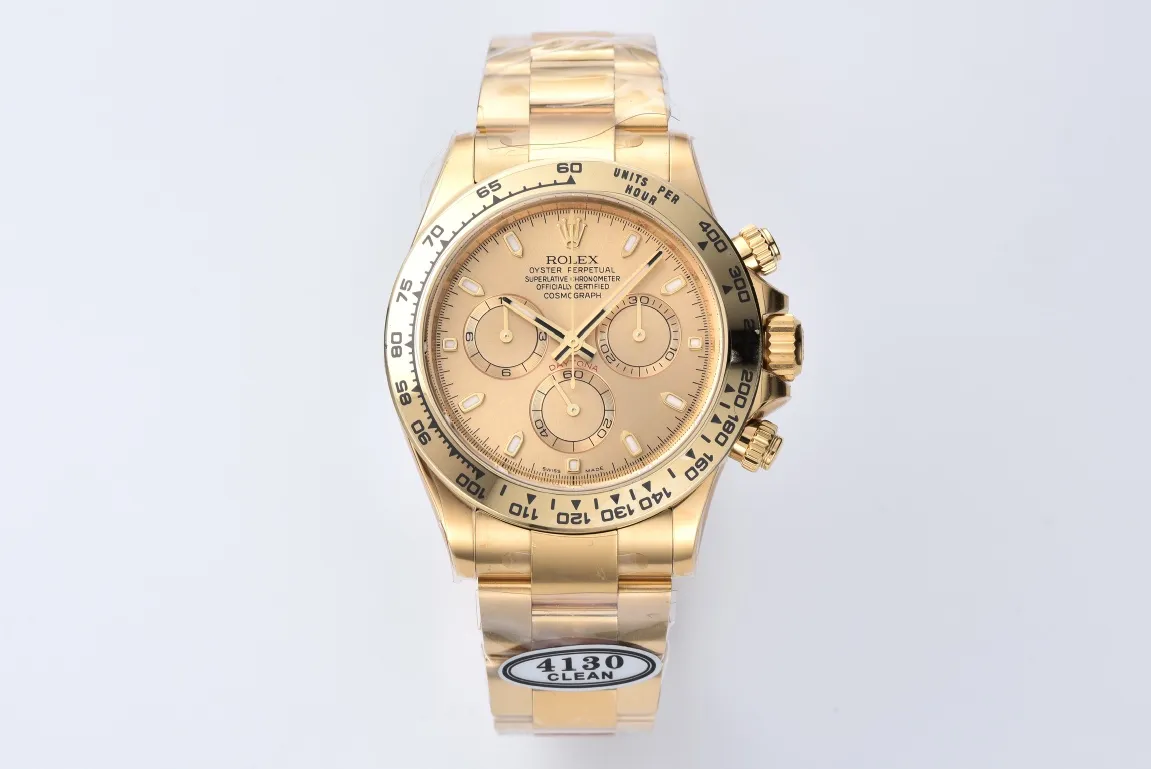BT Factory Rolex Daytona Clean Factory 116508 Champagne Dial Full Gold BT Luxury Chronograph Watch from VSF Watches
