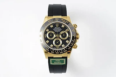 Rolex Daytona - Gold &amp; Black Rubber Strap, Premium Watches Replica