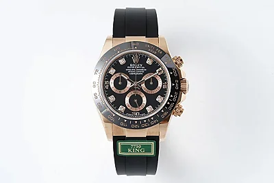 Rolex Daytona Rose Gold Black Dial Rubber Strap Luxury Timepiece