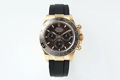 Rolex Daytona Watch - Gold with Black Dial and Rubber Strap - Limited Stock