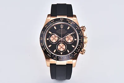 Rolex Daytona Watch - Black Dial with Rubber Strap