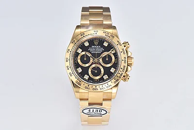 Rolex Daytona Watch - Black Enamel Dial with Moissanite Stones