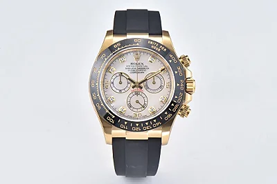 Rolex Daytona Clean Factory 116518 Gold Engraved Natural Cloud Mother-of-Pearl Dial Watches with Black Rubber Strap
