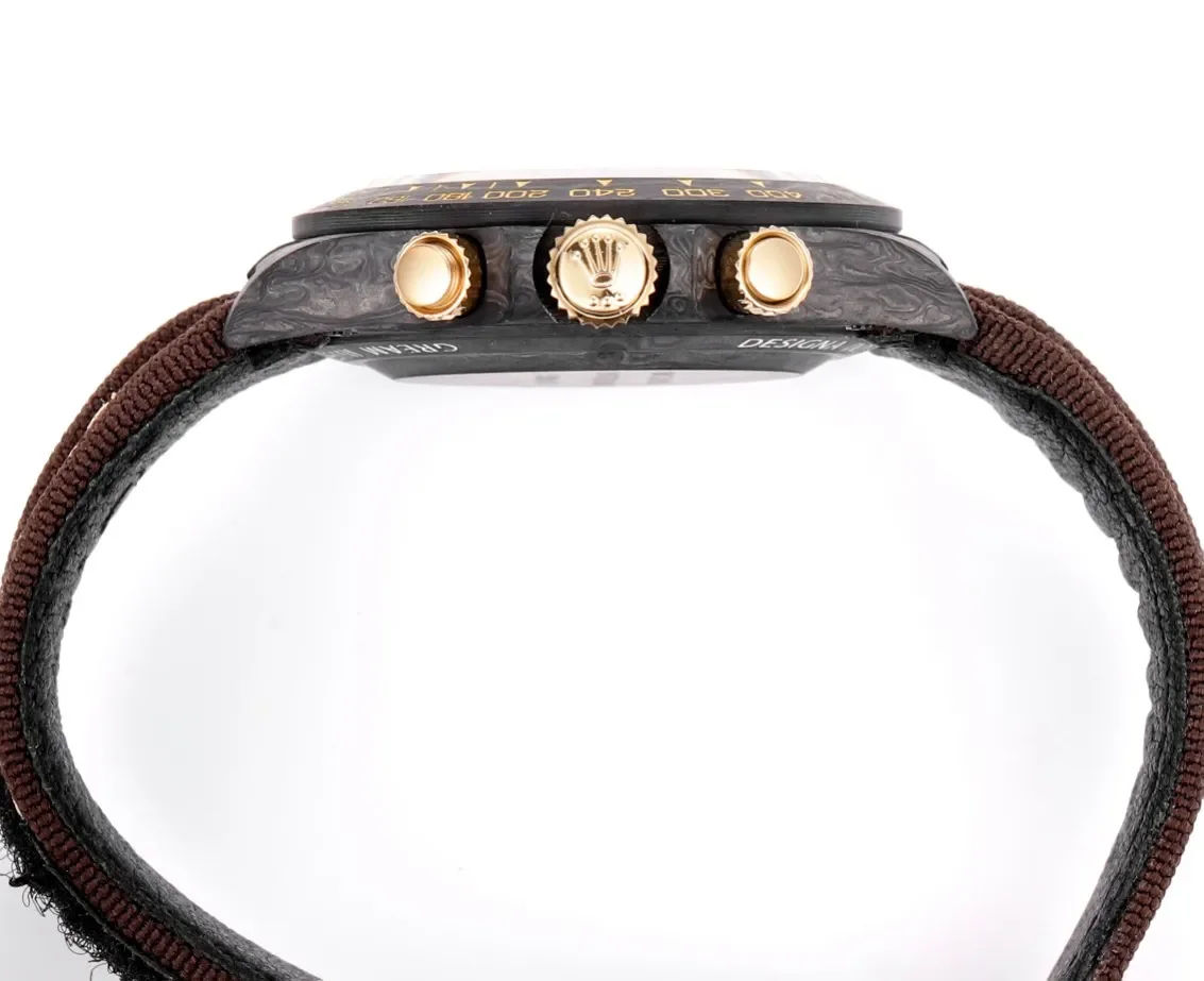 Rolex Daytona Carbon Fiber Custom Edition Watch - Black with Brown Strap by VSF Watches Official