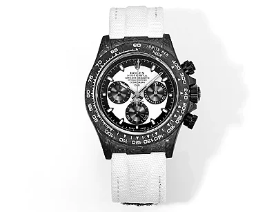 Rolex Daytona Carbon Fiber Custom Edition - Black with White Strap
