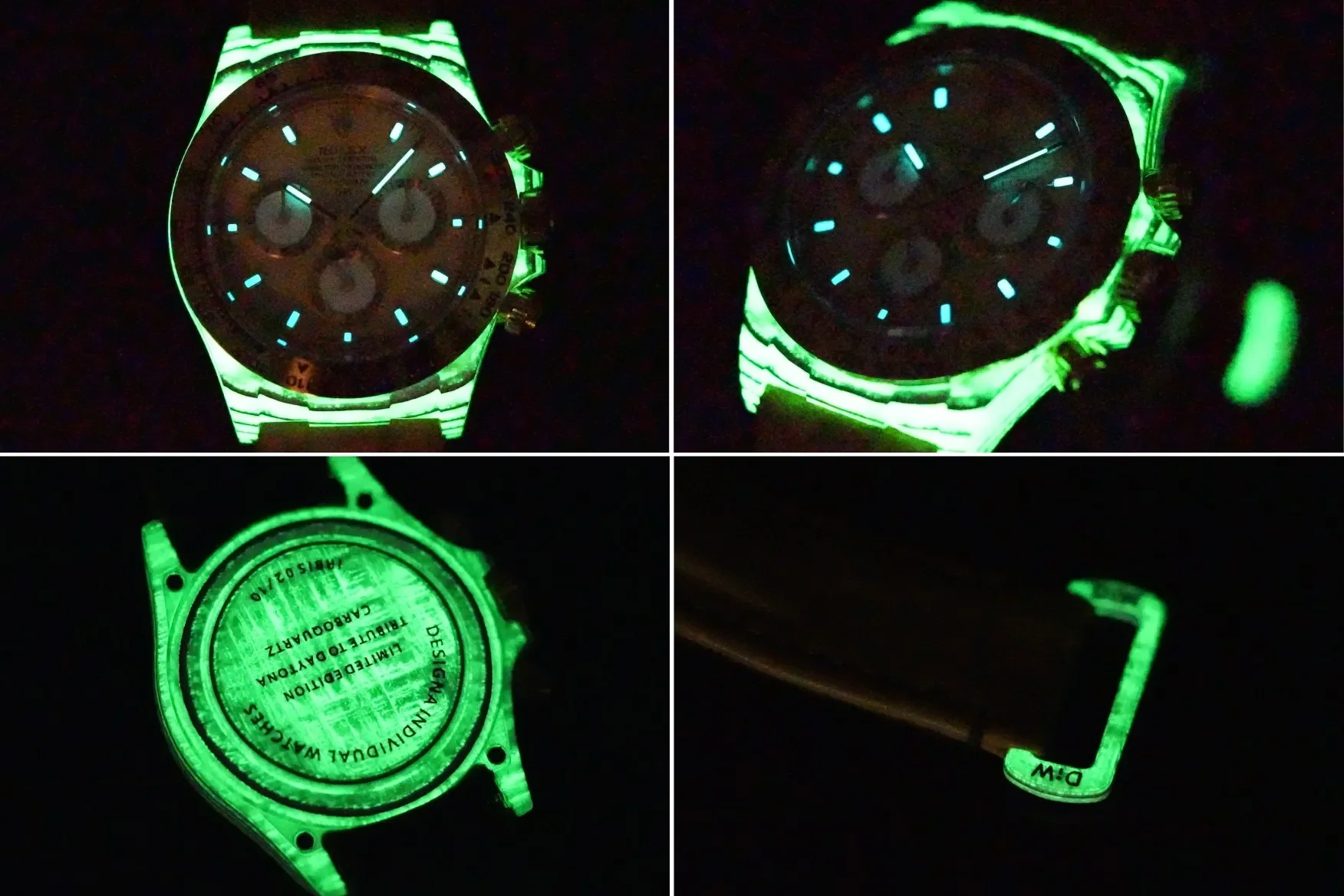 Rolex Daytona Carbon Fiber Custom Edition - Champagne Dial, Brown Strap, Enhanced Night Glow Case by VSF Watches Official Store