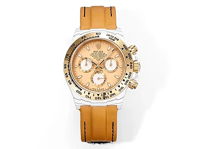 Rolex Daytona Carbon Fiber Custom Edition - Champagne Dial, Brown Strap, Enhanced Night Glow Case by VSF Watches Official Store