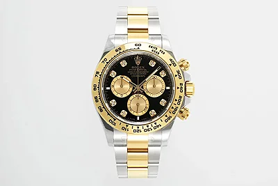 Rolex Daytona Watch - Two-Tone Stainless Steel and Gold, Black Dial, Chronograph Style