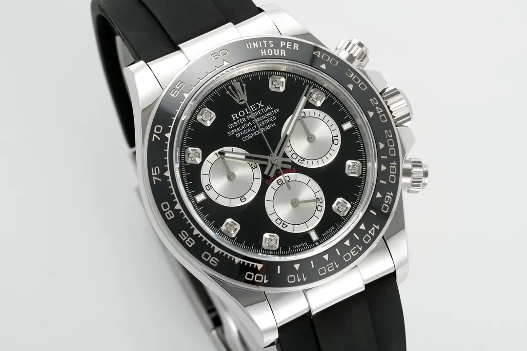 Rolex Daytona - Black Dial, Stainless Steel Case, Rubber Strap Watches Chronograph