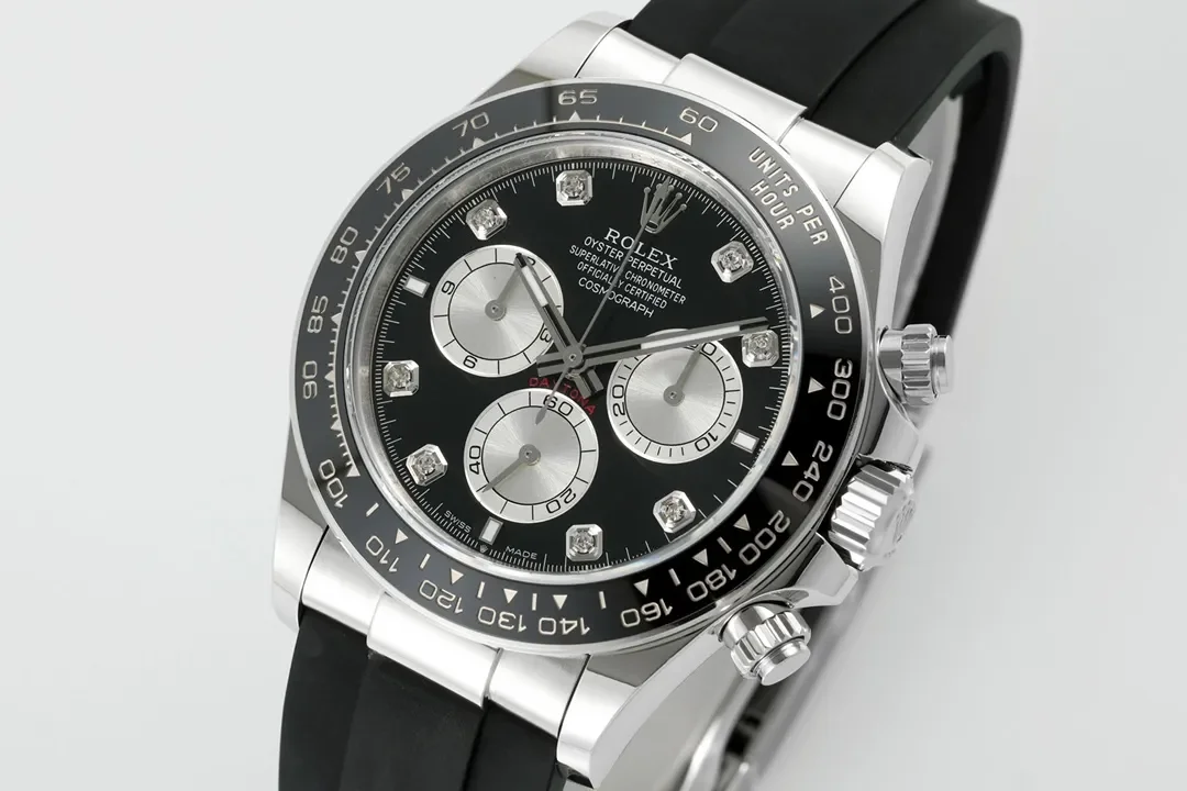 Rolex Daytona - Black Dial, Stainless Steel Case, Rubber Strap Watches Chronograph