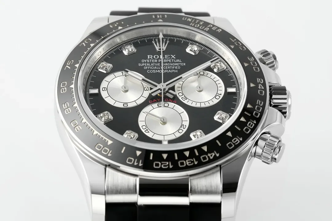 Rolex Daytona - Black Dial, Stainless Steel Case, Rubber Strap Watches Chronograph