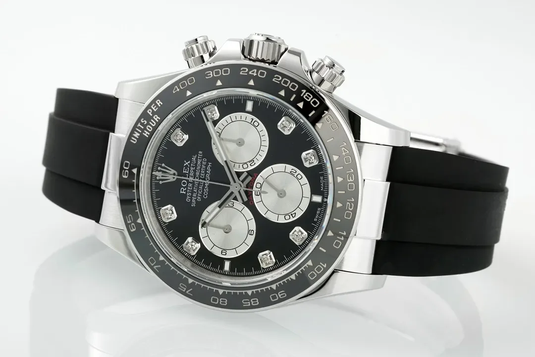 Rolex Daytona - Black Dial, Stainless Steel Case, Rubber Strap Watches Chronograph