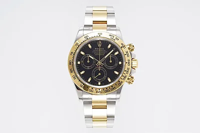 Rolex Daytona 4130 - Two-Tone Gold/Steel, Black Dial,  Luxury Chronograph Watch