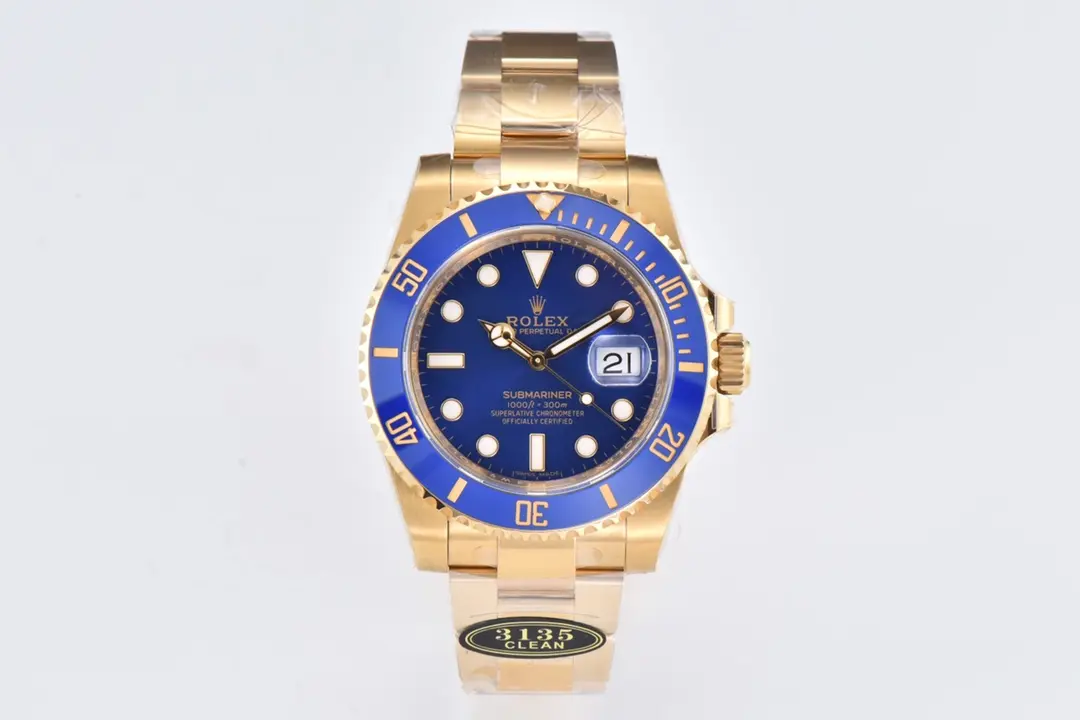 VS Factory Rolex Submariner 40mm Blue Dial Gold Tone Watch - 116618 Series