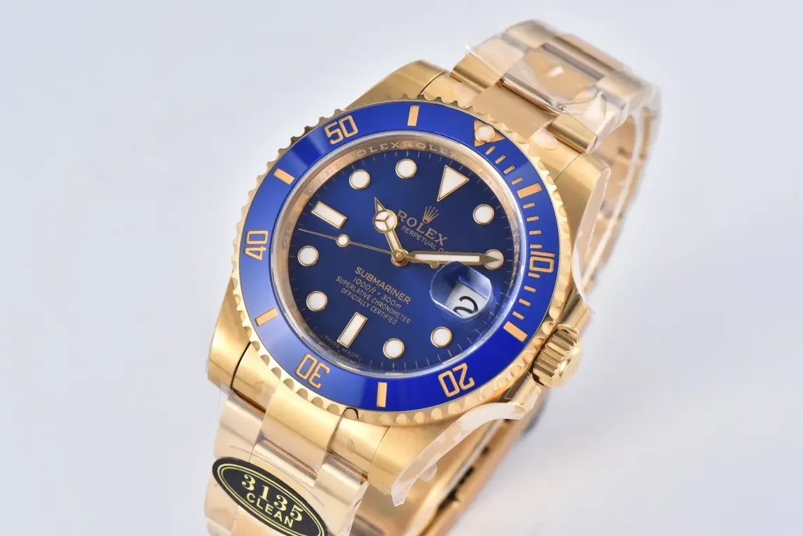 VS Factory Rolex Submariner 40mm Blue Dial Gold Tone Watch - 116618 Series