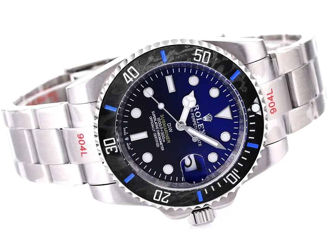 Rolex Submariner PARAKEET - Custom Blue Gradient Dial, Carbon Fiber Bezel, Stainless Steel Luxury Watch by VSF Watches