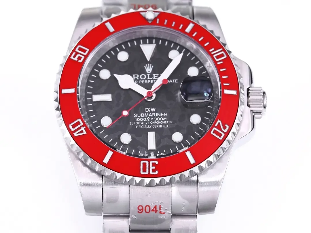 Rolex Submariner PARAKEET - Custom Black Gradient Green Dial with Red Bezel - 904L Stainless Steel by VSF Watches Official Store