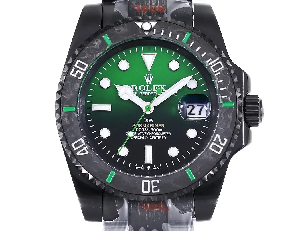 VS Factory Rolex Submariner PARAKEET - Custom Black Carbon Fiber Bezel, Gradient Green Dial, 904L Steel by VSF Watches Official Store