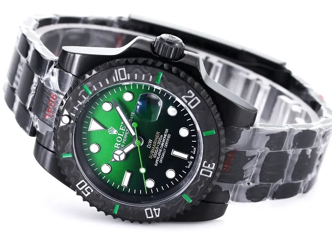 VS Factory Rolex Submariner PARAKEET - Custom Black Carbon Fiber Bezel, Gradient Green Dial, 904L Steel by VSF Watches Official Store