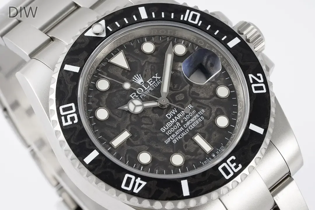 Rolex Submariner PARAKEET - Custom Black Carbon Fiber Dial, Premium Stainless Steel Timepiece