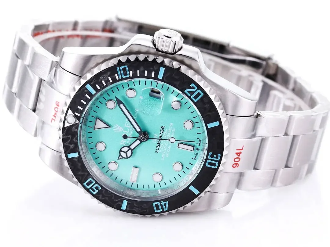 VS Factory Rolex Submariner PARAKEET Custom Watch - Gradient Green Dial, Carbon Fiber Bezel, Stainless Steel