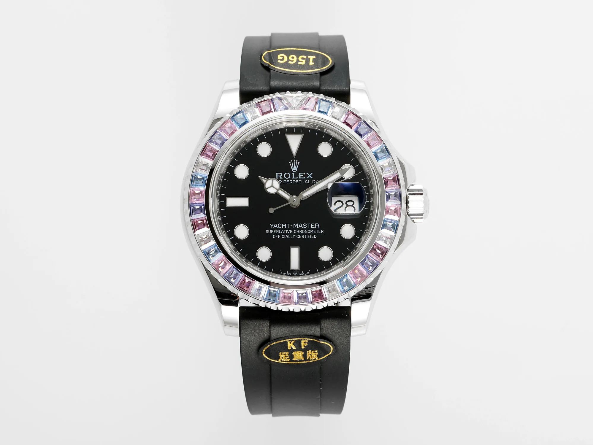 Rolex Yacht-Master "Heavy Edition" - Black Dial with Rainbow Bezel, Rubber Strap &amp; Premium Quality Craftsmanship