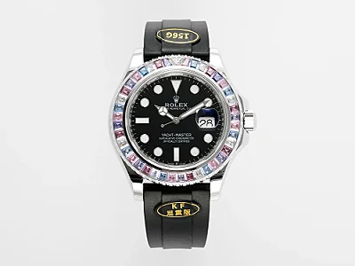 Rolex Yacht-Master "Heavy Edition" - Black Dial with Rainbow Bezel, Rubber Strap &amp; Premium Quality Craftsmanship
