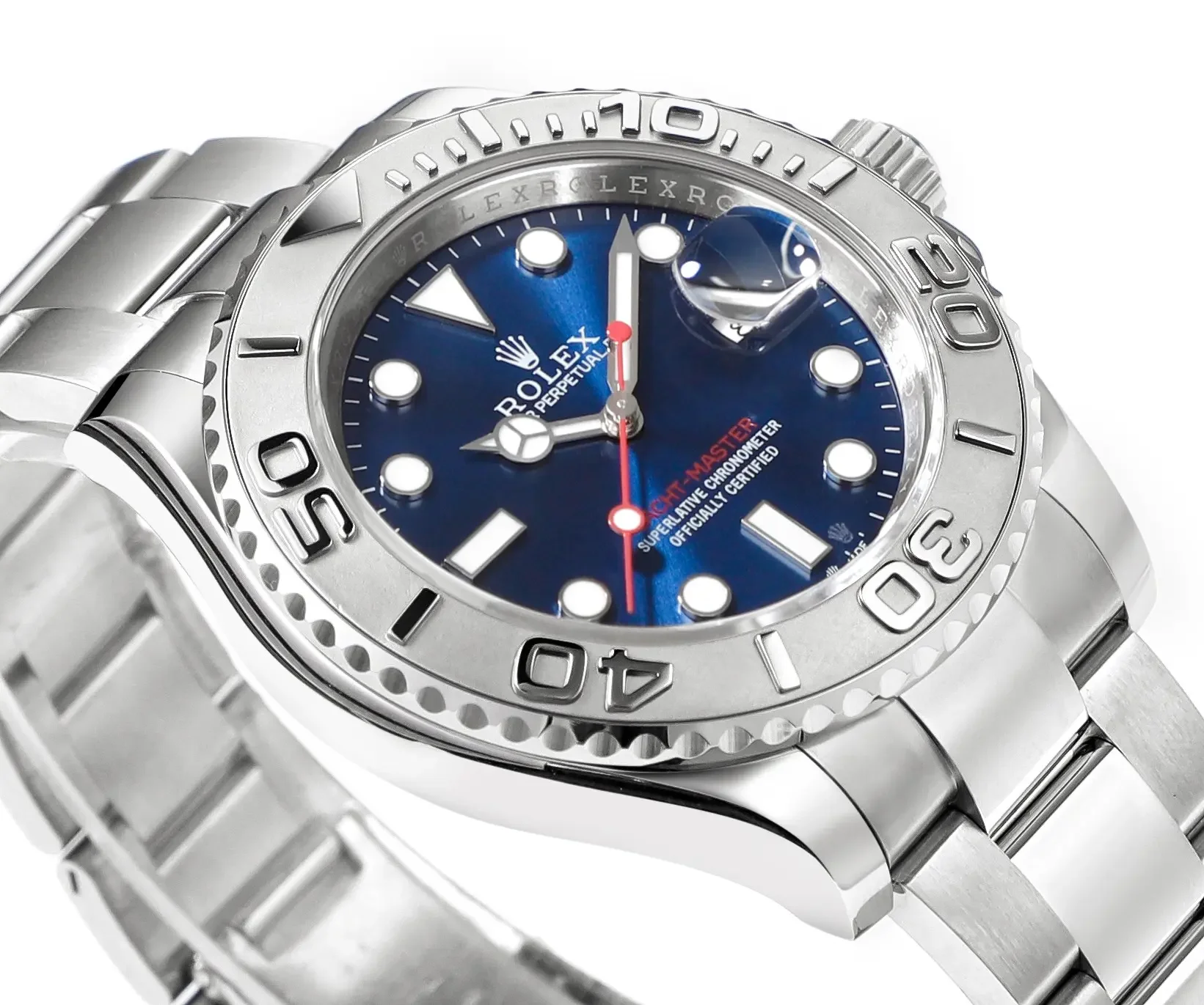 Rolex Yacht-Master 42mm Stainless Steel Watch with Blue Dial and Oyster Bracelet - Classic Elegant Sporty
