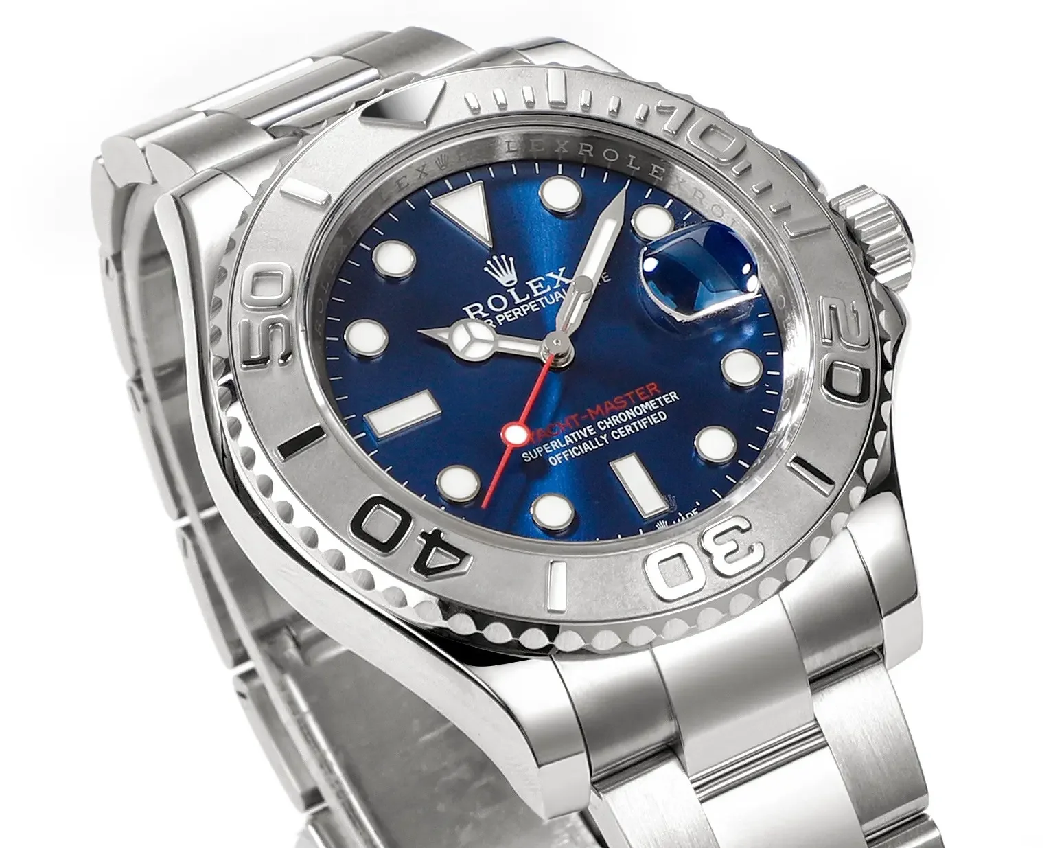 Rolex Yacht-Master 42mm Stainless Steel Watch with Blue Dial and Oyster Bracelet - Classic Elegant Sporty