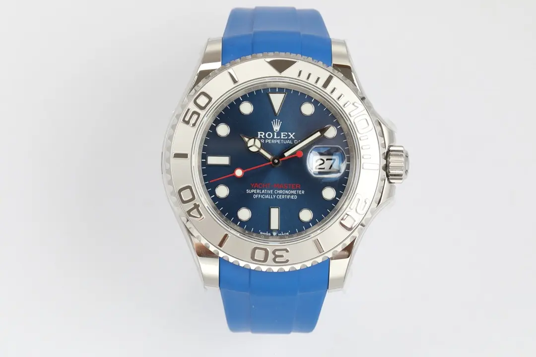Rolex Yacht-Master 42 Blue Dial Stainless Steel Case with Blue Rubber Strap - Sporty Elegant  Automatic Timepiece