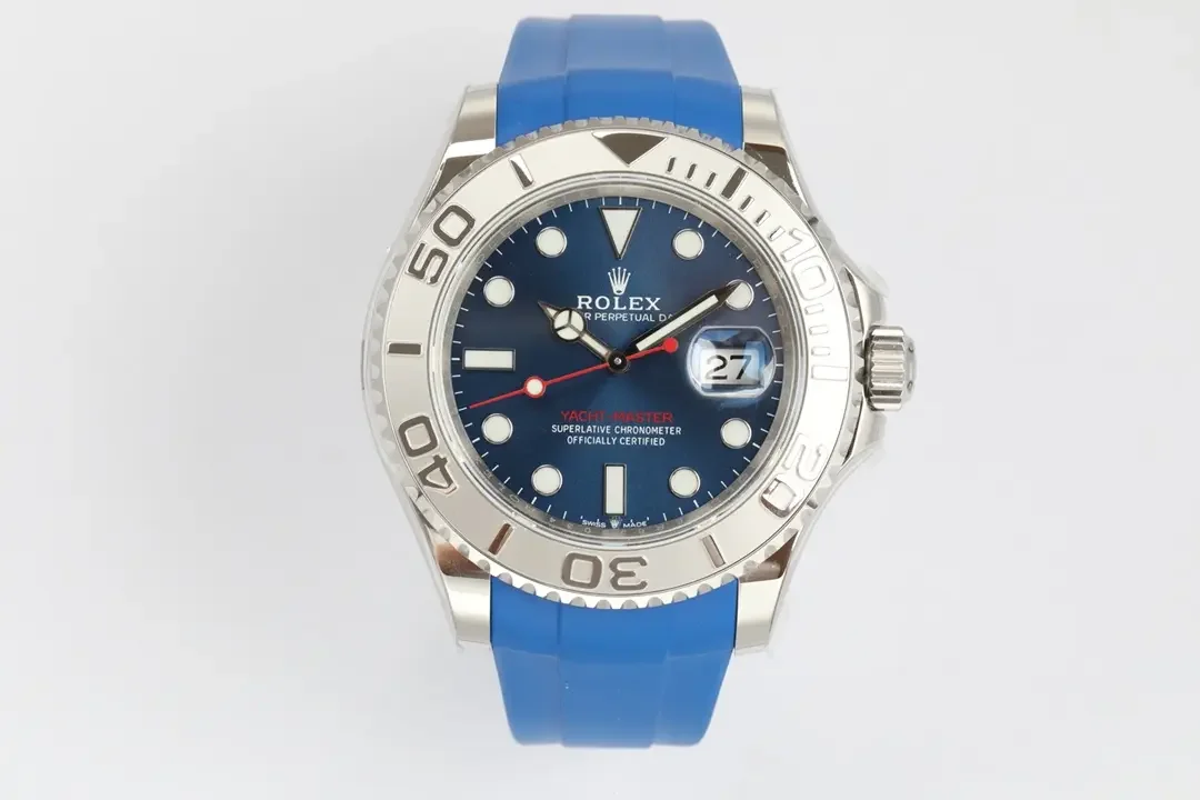 Rolex Yacht-Master 42 Blue Dial Stainless Steel Case with Blue Rubber Strap - Sporty Elegant  Automatic Timepiece