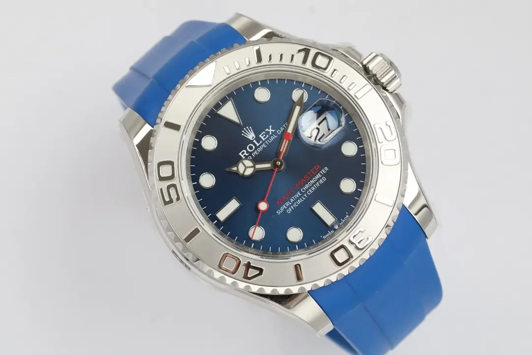 Rolex Yacht-Master 42 Blue Dial Stainless Steel Case with Blue Rubber Strap - Sporty Elegant  Automatic Timepiece
