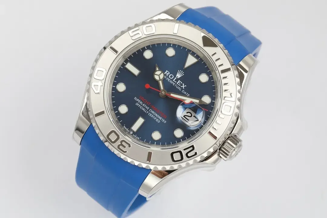 Rolex Yacht-Master 42 Blue Dial Stainless Steel Case with Blue Rubber Strap - Sporty Elegant  Automatic Timepiece