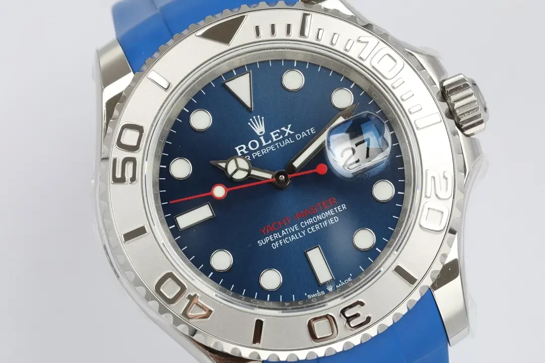 Rolex Yacht-Master 42 Blue Dial Stainless Steel Case with Blue Rubber Strap - Sporty Elegant  Automatic Timepiece