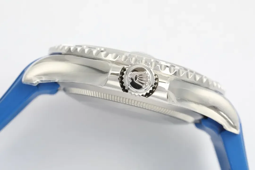 Rolex Yacht-Master 42 Blue Dial Stainless Steel Case with Blue Rubber Strap - Sporty Elegant  Automatic Timepiece