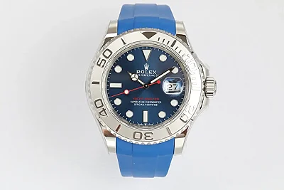 Rolex Yacht-Master 42 Blue Dial Stainless Steel Case with Blue Rubber Strap - Sporty Elegant  Automatic Timepiece