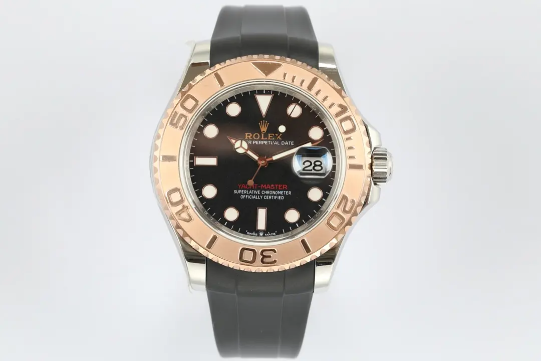 Rolex Yacht-Master 42 - Black Dial, Rose Gold Bezel, Oysterflex Strap