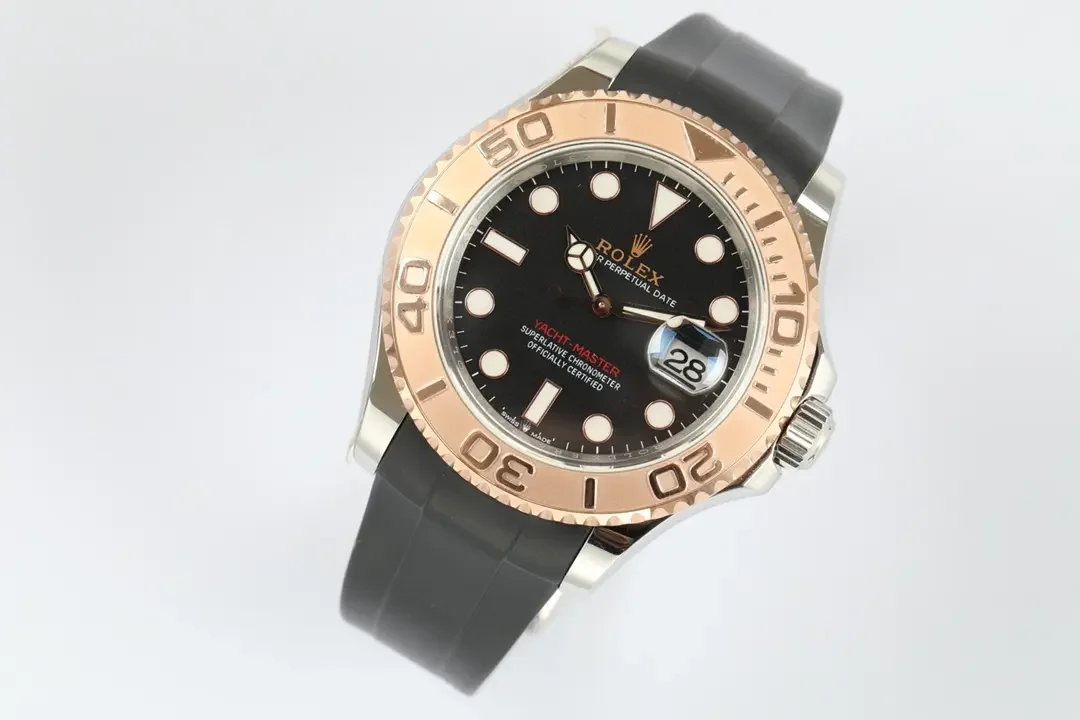 Rolex Yacht-Master 42 - Black Dial, Rose Gold Bezel, Oysterflex Strap