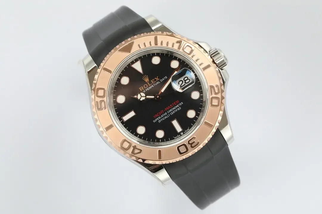 Rolex Yacht-Master 42 - Black Dial, Rose Gold Bezel, Oysterflex Strap