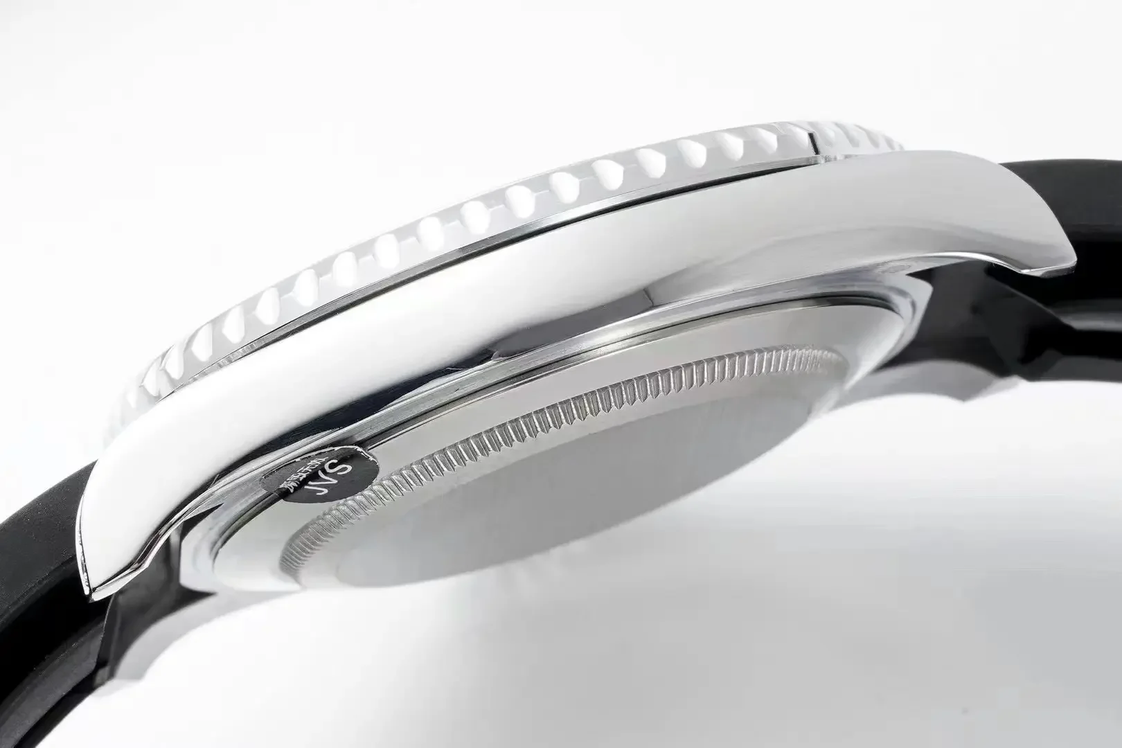 Rolex Yacht-Master 42mm Platinum Case Watch with Diamond &amp; Amethyst Bezel and Black Rubber Strap