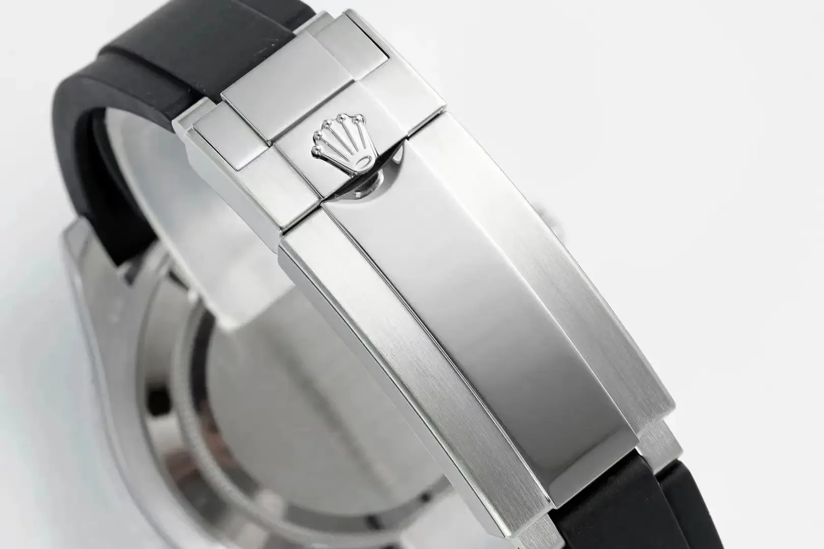 Rolex Yacht-Master 42mm Platinum Case Watch with Diamond &amp; Amethyst Bezel and Black Rubber Strap