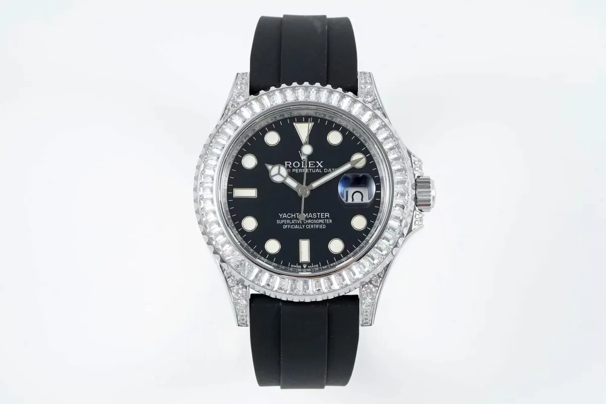 Rolex Yacht-Master 42mm Black Dial Diamond Bezel Rubber Strap Watch Collection