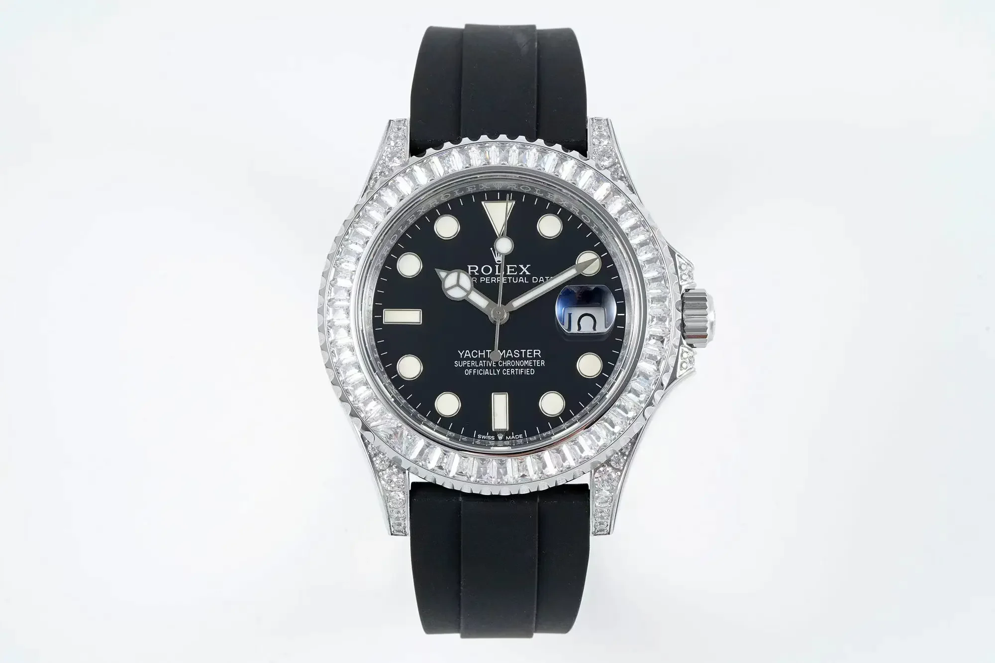 Rolex Yacht-Master 42mm Black Dial Diamond Bezel Rubber Strap Watch Collection